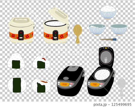 昭和復古電飯煲和現代電飯煲米飯的插圖 125499695