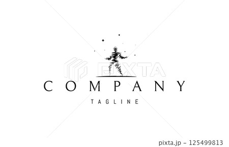 Vector logo with an abstract image of a powerful man made of electricity. 125499813