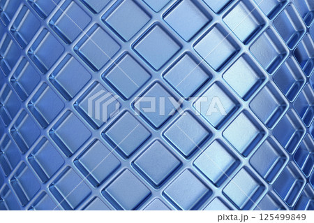 Metallic blue diamond pattern texture. Abstract futuristic background with glossy chrome finish, reflecting light in high tech geometric style. Perfect for luxury design, digital backdrop 125499849