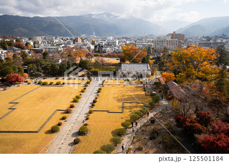 Cityscape view from the top of Matsumoto castle Cityscape view from the top of Matsumoto castle 125501184