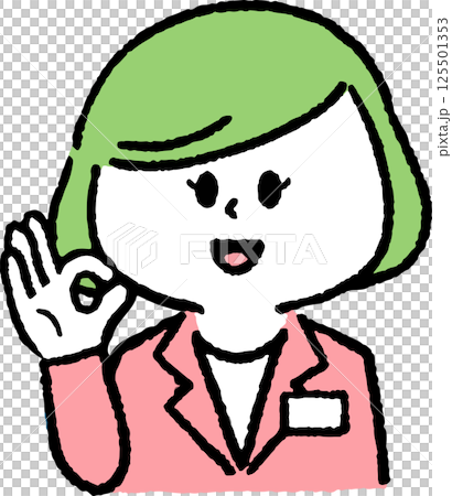 A woman in a suit who makes an OK sign 125501353