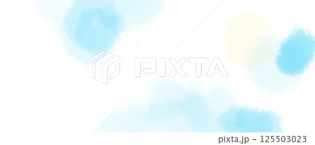 水色の水しぶきや空のようなふんわり水彩風背景イラスト 125503023