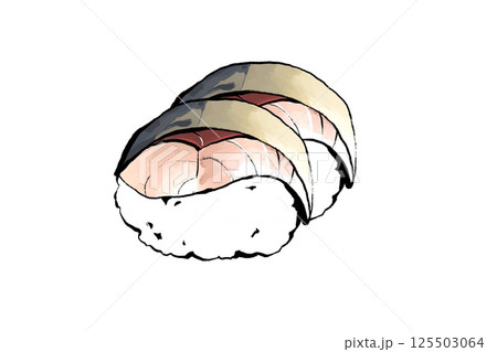 鯖寿司リアルイラスト 125503064