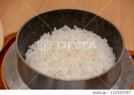 A bowl of Japanese rice served on the table A bowl of Japanese rice served on the table 125503597