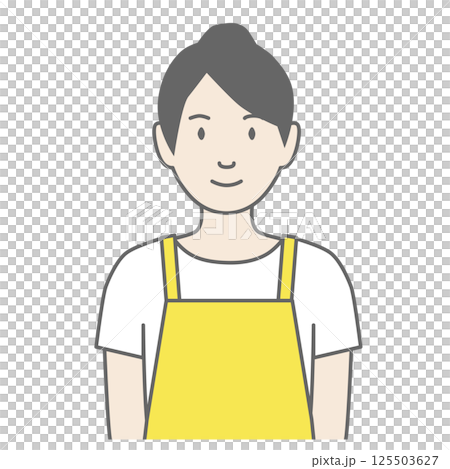 Illustration of a woman wearing an apron facing forward Illustration of a woman wearing an apron facing forward 125503627