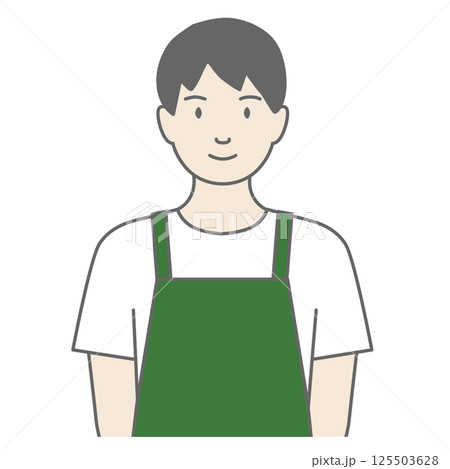 エプロンをした男性が正面を向いているイラスト 125503628