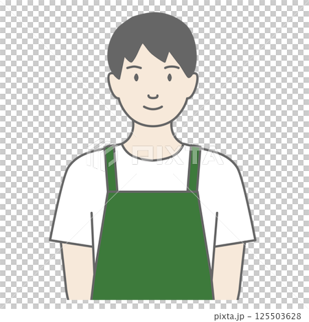 Illustration of a man wearing an apron facing forward 125503628
