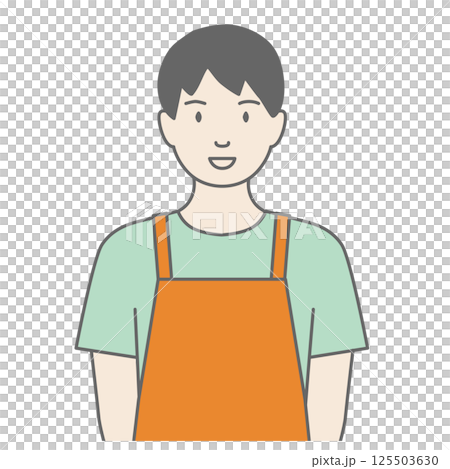 Illustration of a man wearing an apron facing forward 125503630