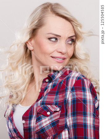 Portrait of mid aged blonde woman Portrait of mid aged blonde woman 125504585