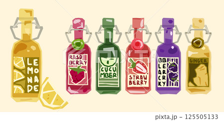 Cartoon Bottled Drinks Vector Set Cartoon Bottled Drinks Vector Set 125505133