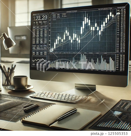 証券取引所や株・FX為替取引などを表現したイラスト 125505353