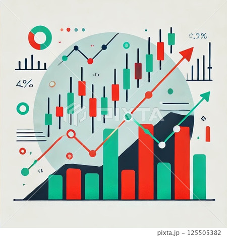 証券取引所や株・FX為替取引などを表現したイラスト 125505382