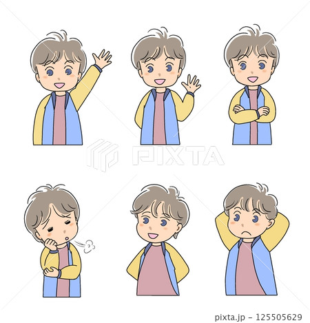 色々なポーズの男子6体 色々なポーズの男子6体 125505629