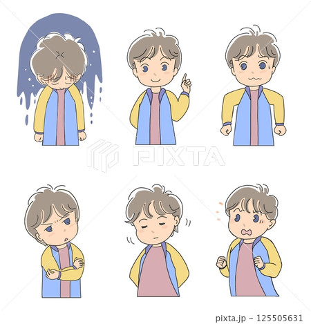 色々なポーズの男子6体 125505631
