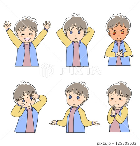 色々なポーズの男子6体 125505632