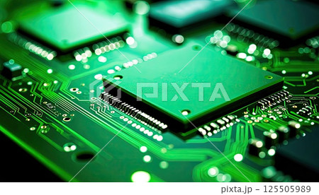 《AI画像》緑色の基板の電子回路 125505989
