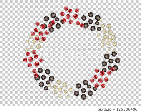 Peppercorns round frame watercolor. Hand drawn dried black, white and pink pepper. Clip art on a white background of hot spices. Ideal for cookbooks, menus and organic product packaging Peppercorns round frame watercolor. Hand drawn dried black, white and pink pepper. Clip art on a white background of hot spices. Ideal for cookbooks, menus and organic product packaging 125506406