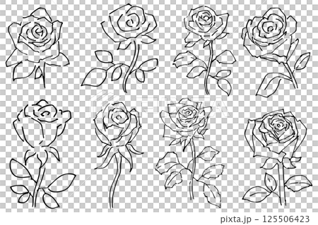 玫瑰線描插畫素材向量 125506423