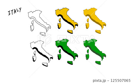 カラフルなイタリアの地図の手書きベクターイラスト 125507065