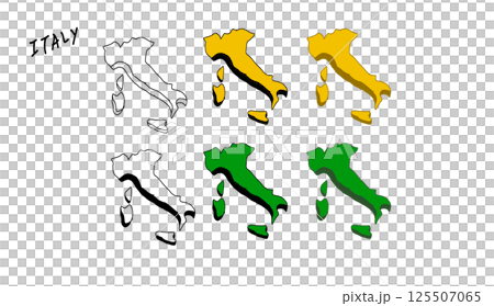カラフルなイタリアの地図の手書きベクターイラスト 125507065