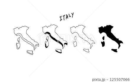 シンプルな立体のイタリアの地図の手書きベクターイラスト 125507066