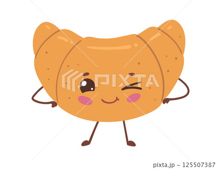 Cute Croissant Character Smiling 125507387