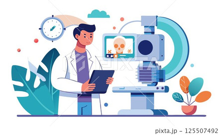 Radiologic technologists operate specialized equipment to capture images of the human body for medical diagnosis. 125507492