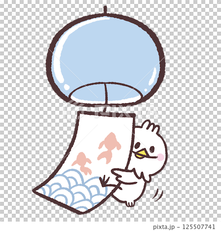 Illustration of a wind chime and a white bird 125507741