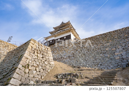 丸亀城の石垣と天守閣の風景 125507807
