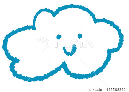 にっこり笑顔の顔がある白い雲のイラスト にっこり笑顔の顔がある白い雲のイラスト 125508252