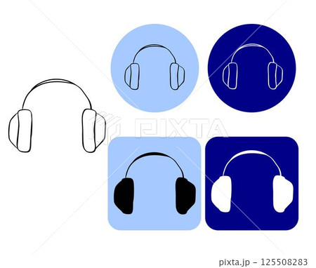 Headphones Vector logo Icon. Graphic line ink illustration. Clean, Scalable Design for Apps and Branding. Banner, poster, wrapping paper, sticker, print, modern textile design. Headphones Vector logo Icon. Graphic line ink illustration. Clean, Scalable Design for Apps and Branding. Banner, poster, wrapping paper, sticker, print, modern textile design. 125508283