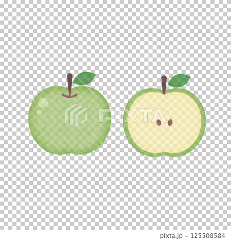 青蘋果的簡單水彩插圖 125508584