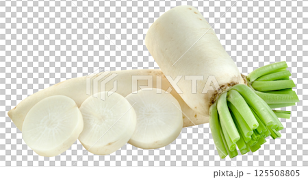 raw sliced Radish isolated. 125508805