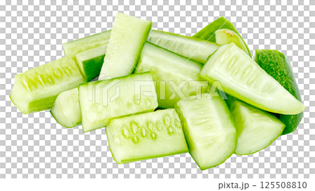 chopped cucumber isolated. chopped cucumber isolated. 125508810