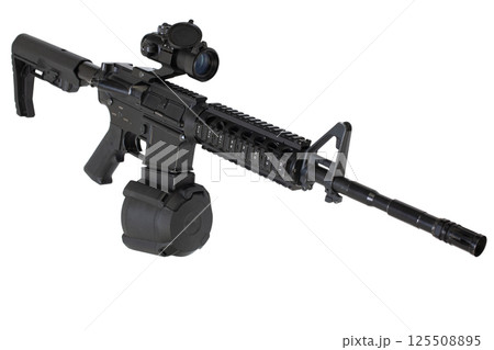M4 assault rifle with drum magazine M4 assault rifle with drum magazine 125508895
