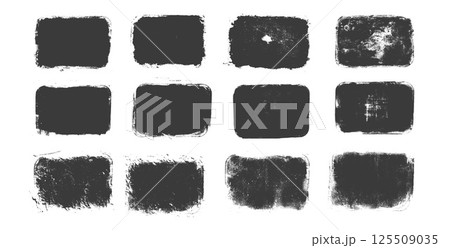 Grunge text boxes swatch set. Callouts rectangles frames. Lino cut rolled paint black tag. Vector handmade brayer stamp smudged texture. Rough paint decorative irregular border Grunge text boxes swatch set. Callouts rectangles frames. Lino cut rolled paint black tag. Vector handmade brayer stamp smudged texture. Rough paint decorative irregular border 125509035