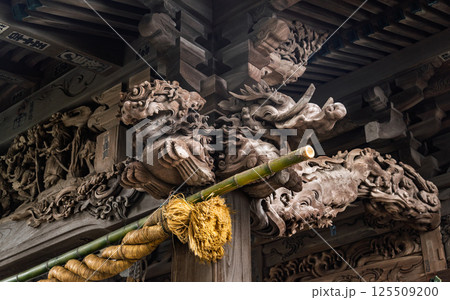 Mythological Creatures on Tie Beams of Shinto Shrine Mythological Creatures on Tie Beams of Shinto Shrine 125509200