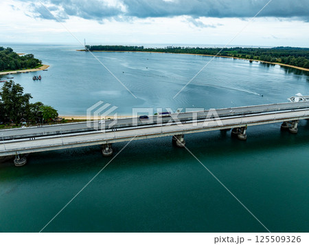 High angle view Sarasin bridge Phuket island Thailand 125509326