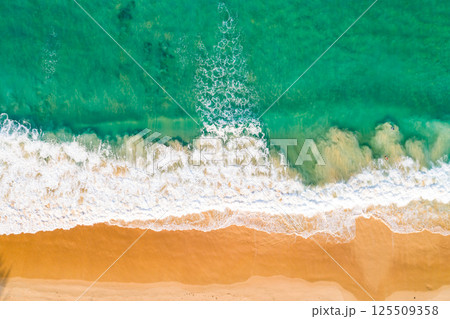 Aerial view beautiful sea surface nature background,Amazing waves texture ocean sea background 125509358