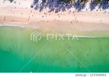 Aerial view beautiful sea surface nature background,Amazing waves texture ocean sea background 125509403