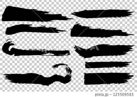 和風素材 筆で描かれたダイナミックな線のイラストセット ベクターセット 和風素材 筆で描かれたダイナミックな線のイラストセット ベクターセット 125509583