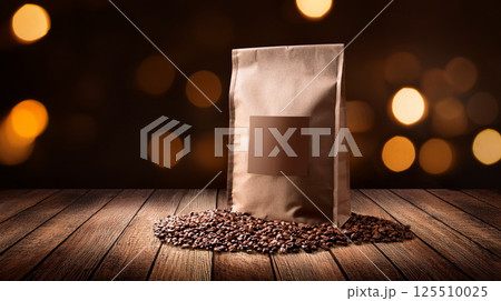 コーヒー豆のパッケージのモックアップ画像 コーヒー豆のパッケージのモックアップ画像 125510025