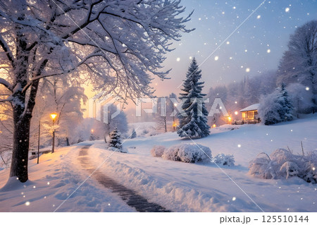 night winter landscape in the city 125510144