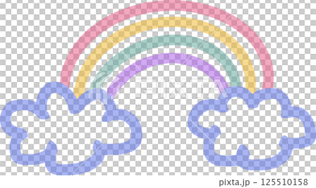 Hand-drawn polka dot rainbow and clouds Hand-drawn polka dot rainbow and clouds 125510158