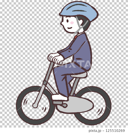 Illustration of a male student riding a bicycle 125510269