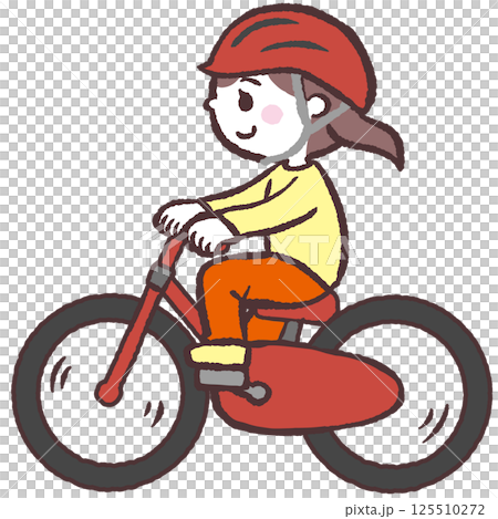 Girl riding a bicycle illustration 125510272