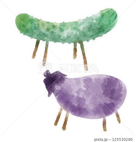 水彩画風の精霊馬イラスト 125510280