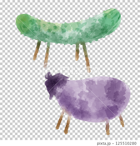 水彩画風の精霊馬イラスト 125510280