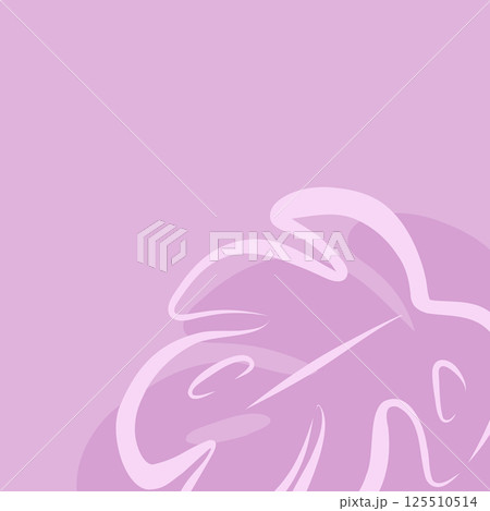 モンステラ風のトロピカルな植物のベクターバックグラウンド 正方形パープル 125510514