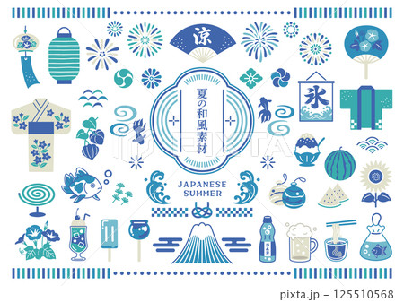 夏の和風素材セット 125510568